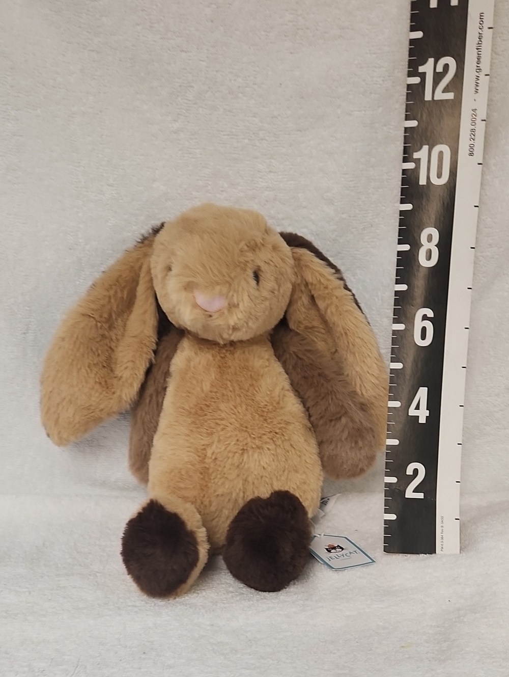 Rare Jellycat Patchwork Beige and Dark Brown Two-Tone Bunny Plush
